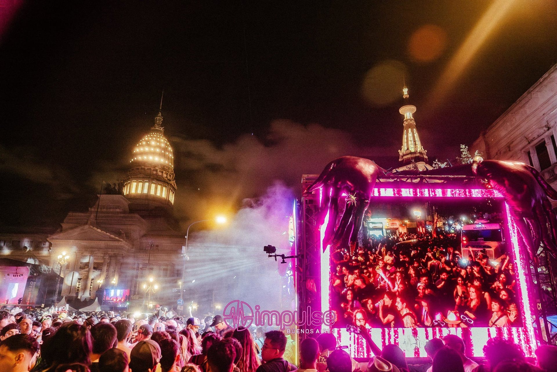 Impulse float at the 2025 Pride March with Congress in the background